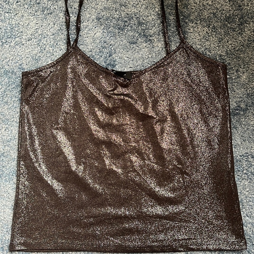 Black and Silver glitter tank top